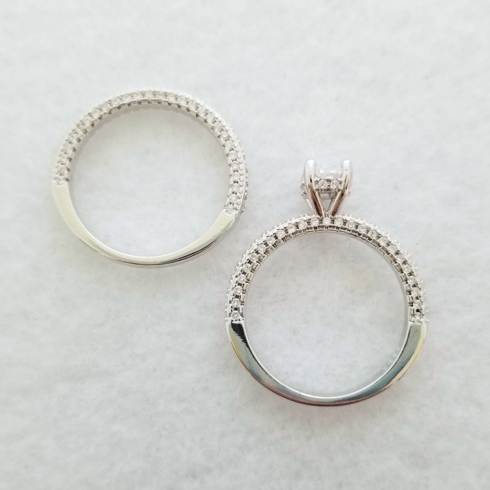(2pcs) 1ct TW 18k Over Sterling Ring Set - Picture 3 of 8